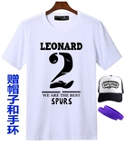 马刺球衣 篮球T恤 伦纳德 Leonard 2号纯棉短袖青少年男士宽松T恤