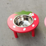泰迪贵宾单碗双碗木制餐桌宠物陶瓷食盆不锈钢碗餐具用品附高低腿