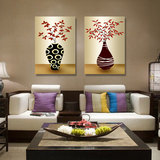 现代客厅卧室冰晶玻璃装饰画餐厅走廊无框画三联画抽象挂画 花瓶