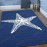 时尚蓝色地中海宜家地毯客厅茶几沙发 卧室床边手工腈纶地毯定制