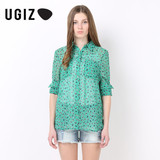 UGIZ韩国春夏季时尚休闲小碎花宽松显瘦雪纺衬衫UBSW502A专柜正品