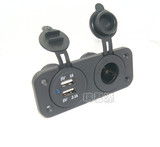 优质12-24V汽车改装双USB接口点烟器电源 导航取电电源 特价包邮