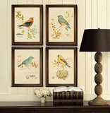 美式乡村装饰画欧式田园壁画卧室餐厅挂画客厅墙画有框三联画花鸟