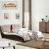 ACEWELL床 头层牛皮床1.8 2米 双人床 真皮床 软床品牌家具可定做