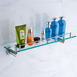 洁诺304不锈钢卫生间浴室镜前化妆品架玻璃储物置物架壁挂件拉丝