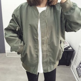 韩国工装外套女短款简约纯色防雨绸宽松修身显瘦棒球服短外套上衣