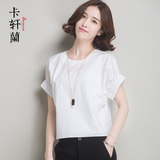 纯白色短袖T恤女2016夏装新品韩版宽松显瘦套头短款衬衫衣打底衫