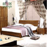 高端纯实木床 双人床 1.8米床 特价黄金黑胡桃木床 中式实木家具
