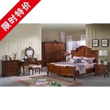 欧式家具美式乡村实木床卧室双人板床木质雕花1.8米特价简易大床
