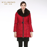 凯莉米洛15年冬季新款女式红色羽绒服修身中长款保暖加厚KIS47360