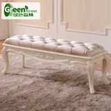 绿色森林 欧式床尾凳床边凳简约换鞋凳实木床榻卧室美式凳绒布凳