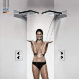 德国HSK新款智能恒温暗装花洒套装超大瀑布出水飞雨淋浴冷热龙头
