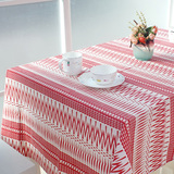波西米亚麻棉水滴红蓝印花布艺桌布 成品/定制宜家风格餐厅台布