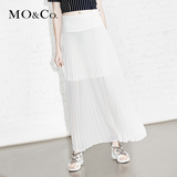 MO&Co.长裙半身裙夏装欧美新款透视百褶裙子飘逸MA152SKT96moco