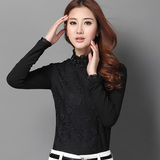 2016春季新款韩版蕾丝打底衫长袖高领加绒加厚修身保暖女上衣潮
