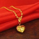 【平安夜圣诞礼物】女士18K黄金项链爱心情人节礼物吊坠结婚首饰
