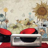 定制背景墙壁画手绘油画花卉装饰设计无缝个性卧室客厅影视墙壁纸