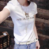 韩国春夏装新款时尚百搭显瘦修身简约字母短袖T恤女学生半袖体恤