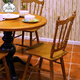 美式全实木餐椅 餐厅定制乡村家用背靠椅 欧式田园红橡原木雕花椅