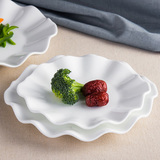 荷叶盘西餐盘纯白陶瓷盘子浅盘意面西式圆盘餐具点心盘水果沙拉