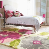 时尚欧式田园花朵地毯客厅茶几沙发地毯卧室床边玄关手工腈纶地毯