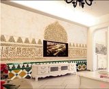 无缝3D伊斯兰花纹清真寺壁画瑜伽馆沙发电视背景墙纸酒店餐厅壁纸