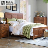 蒙杰西 美式家具HH楸木1.5乡村美式床 经典简约蜂蜜色1.8米实木床