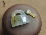 「一念永恒」冰种 紫罗兰 钥匙锁头一套 A货翡翠吊坠 WV541 证书