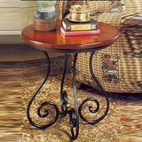欧式铁艺实木咖啡桌阳台休闲小圆桌沙发转角小茶几角几边几超值价