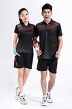 2015年夏款李宁乒乓球服羽毛球服男装女装情侣装套装 上装 黑色