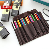 UMI笔袋韩国简约女生创意日韩男学生纯色帆布大容量文具盒铅笔盒