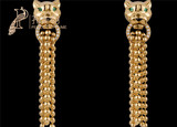 正品Cartier/卡地亚美洲豹系列女士18K黄金耳环 豹头流苏N8515072