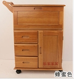 直销热卖日式实木餐边手推车可移动厨房抽屉收纳储物柜衣柜