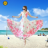 夏季海滩裙沙滩裙波西米亚连衣裙夏短袖显瘦海边度假必备长裙泰国