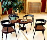 美式loft复古铁艺餐椅咖啡桌椅套件实木茶几阳台户外酒吧休闲桌椅