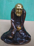 古玩杂项 紫铜佛像 做旧鎏金达摩祖师鎏金铜像 仿古精品铜器