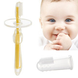 【天天特价】宝宝牙刷1-2-3岁儿童硅胶软毛训练指套牙刷2件套包邮