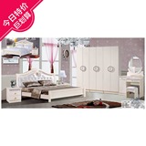 江西南昌卧室家具 现代简约白色烤漆双人实木大床1.8米钻石品质