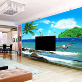 地中海大型墙壁纸椰树大海电视背景墙纸沙发卧室客厅影视墙布壁画