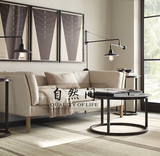 新款现代简约美乡村式亚麻羽绒布艺原木组合沙发单人双人三人沙发