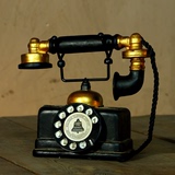 创意复古电话机树脂装饰摆件儿童房间玄关酒吧餐厅装饰品摆设道具