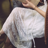 白色长裙夏 蕾丝雪纺短袖连衣裙学生 2016夏天韩国气质高腰裙子仙