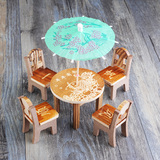天空之城苔藓微景观装饰品树脂玩具 木质桌椅 DIY可爱创意小摆件