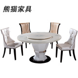 1桌6椅大理石圆桌餐桌椅组合餐厅桌欧式圆形桌子简约餐桌时尚圆台