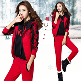 2015新款运动休闲套装韩版卫衣三件套加厚加绒秋冬季显瘦印花女装