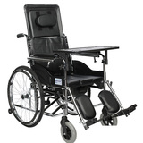 互邦轮椅HBG19-B 折叠轻便带坐便高靠背半躺 老年人残疾人代步车