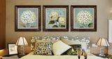 客厅装饰画 卧室床头简约欧式美式有框墙画壁画挂画 三联绣球花卉