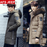 Afs Jeep/战地吉普羽绒服男中长款韩版修身加厚青年外套反季大码