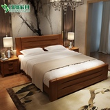 日翔 实木床 现代简约中式床 双人床1.8米家具床 橡木床主卧床
