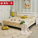 青岛一木 欧式全实木双人床1.5 1.8米床橡木床 白色简约韩式床